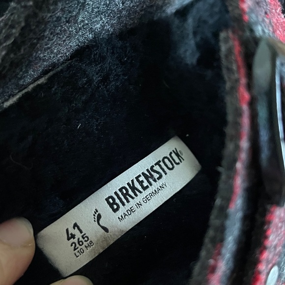 Birkenstock Arizona Plaid Red Fur Shearling Sandal - Picture 14 of 15